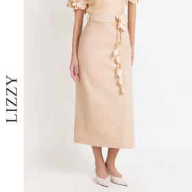 LIZZY优雅文艺范知性通勤修身显瘦半身裙{配立体花腰带}7988