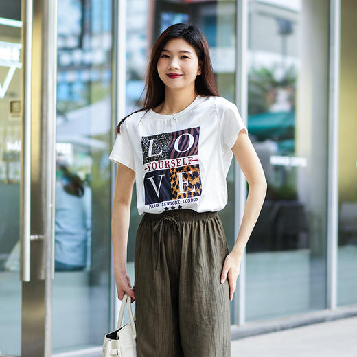 Avann印花缎面拼接丝光棉短袖 商品图9