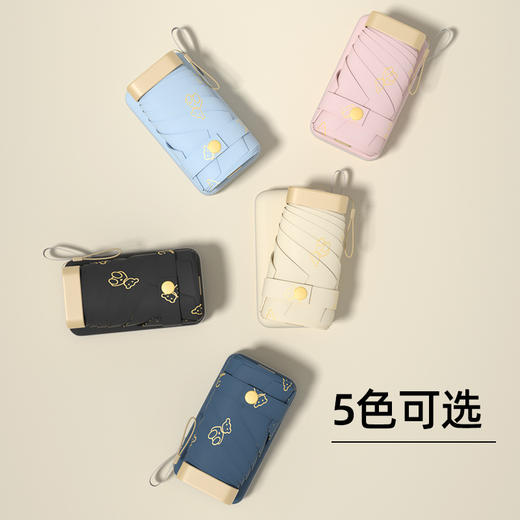 【清凉降温 多彩出行！】14cm卡片扁六折卡包伞，小巧轻便，烫金小熊，为你遮风挡雨，成就清凉降温之旅。多彩出行必备UPF50+卡包伞，防晒遮阳，扁六折折叠便携！ 商品图1