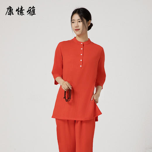 康愫雅新品中国风仙气禅修服棉麻禅意茶服居士服女套装秋冬打坐服 商品图2