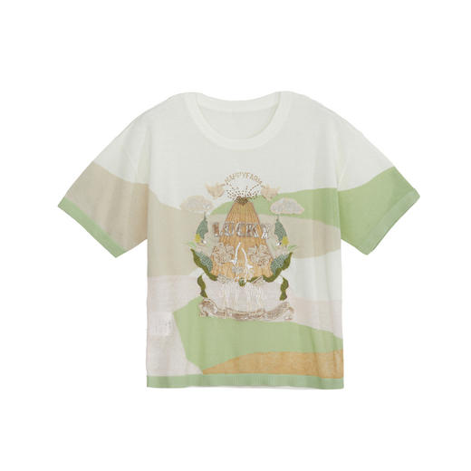 谜底套头针织衫短袖女2024夏季新品复古学院风绣花上衣242MZ0869 商品图4