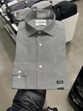 瑕疵Calvin Klein/CK 男士修身抗皱排汗弹力休闲商务长袖衬衫