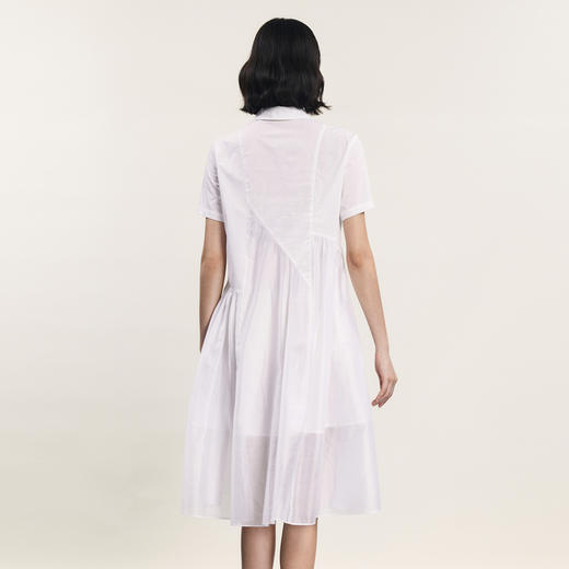 谜底白色连衣裙短袖2024夏季新品通勤风时髦拼接中长裙242ML0570 商品图2