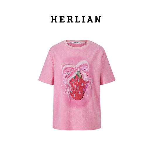 HL2DSSTS1808 草莓蝴蝶结T恤 商品图0