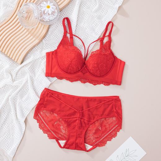 【U型美背文胸，露背不勒肉】蕾丝透气蜂巢杯内衣女套装，记忆软钢圈全罩杯文胸，莫代尔蚕丝桑里料胸罩-lm！ 商品图14