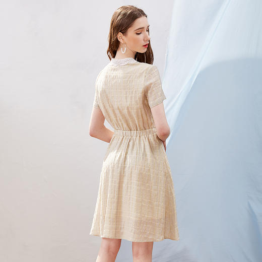 欧芮儿2019新款女装夏装polo领格子连衣裙女中长款收腰显瘦女裙子 商品图2