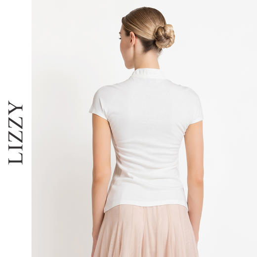 LIZZY 优雅时尚新中式国风盘扣立领百搭通勤上衣T恤8001 商品图3