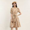 谜底荷叶边连衣裙2024夏季新品复古文艺风中长裙配腰带242ML0564 商品缩略图0