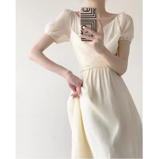 HT-710茶歇法式连衣裙小众设计领复古夏季高级感气质温柔风初恋裙 商品图1