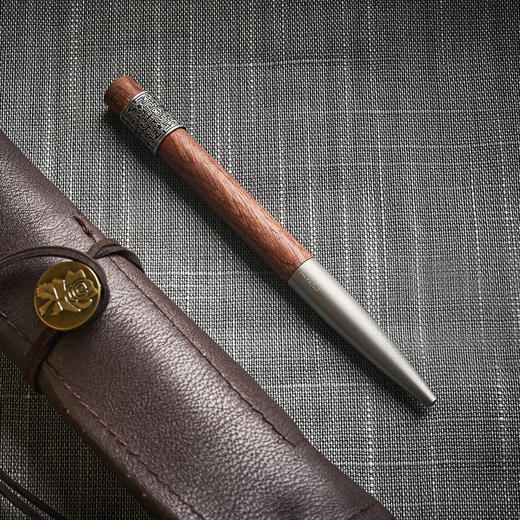 笔下 钢木转经筒签字笔 轮回花梨木 商品图3