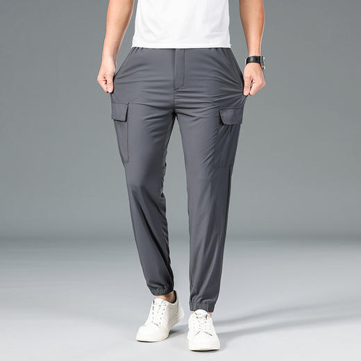 【冰丝高弹】【新款DWN】大依优型大码束脚冰丝裤休闲裤加肥加大休闲裤大号裤子长裤夏季宽松胖子男装 商品图1