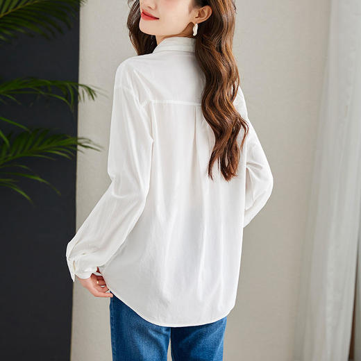 TZF-厂家直销小清新褶皱白衬衫女长袖春装新款设计感小众文艺纯棉上衣 商品图2