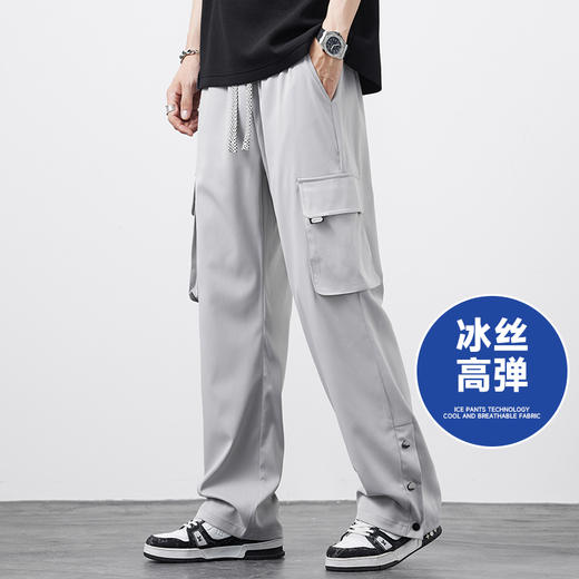 【Q】【冰丝弹力】【新款DYF】大依优型大码薄款工装裤直筒休闲裤加肥加大男装舒适胖子肥佬百搭工装裤运动裤长裤 商品图0