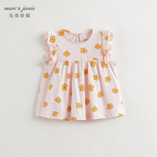 马克珍妮女童清新碎花小飞袖T恤儿童上衣2024年夏装新款240782 商品图1