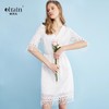 欧芮儿欧芮儿 2018夏收腰镂空流苏V领白色蕾丝连衣裙女中长款 商品缩略图0