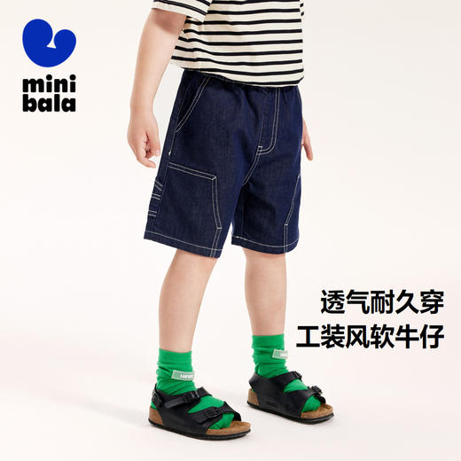 【工装短裤】迷你巴拉男童裤子夏季新品潮流牛仔短裤 商品图0