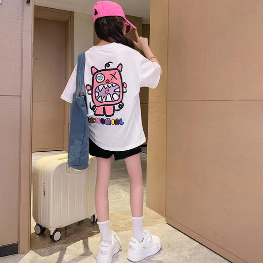 【时尚靓色，经典潮搭！】女童短袖T恤纯棉夏季新款休闲儿童，洋气女孩时尚中大童半袖t上衣潮-lm！ 商品图1