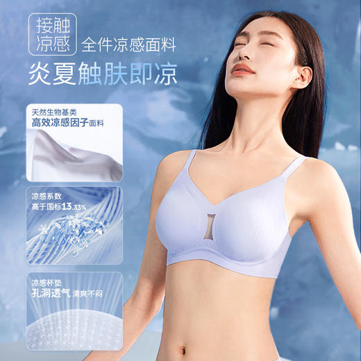 奶糖派【线雕凉感】大胸显小软支撑无钢圈凉感文胸夏季内衣 商品图2