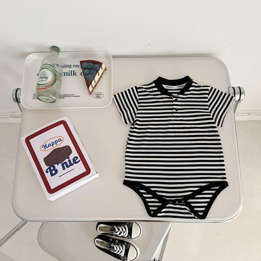 【夏日婴童装，宝哈衣短装袭来！】夏季男宝哈衣婴幼儿爬服，帅气条纹连体衣周岁短袖三角爬服，时尚又实用，让宝宝在夏季时尚出行-lm！-QQ 商品图2
