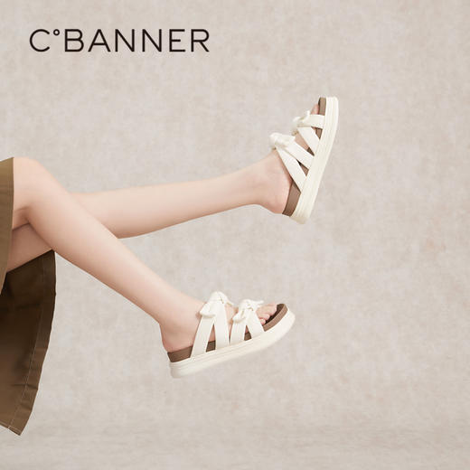 千百度蝴蝶结厚底踩屎感可外穿凉拖鞋女款夏季休闲半拖鞋A24381011 商品图4