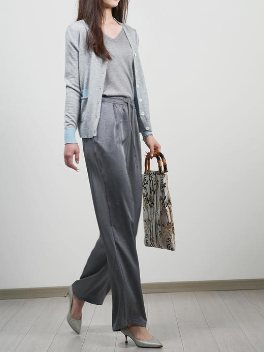 AVANN新国风缎面提花阔腿裤9083 商品图4