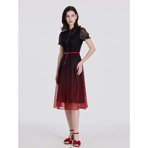 司歌弹力渐变修身短袖连衣裙A891181X 商品图2