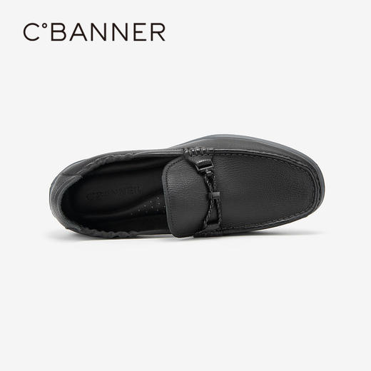 千百度男鞋夏季一脚蹬休闲皮鞋厚底豆豆鞋乐福鞋A24160313 商品图2