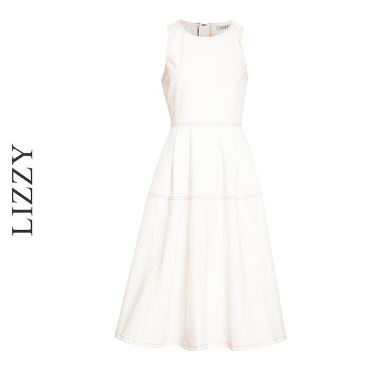 LIZZY时尚简约双明线减龄优雅无袖赫本风牛仔连衣裙8035 商品图4