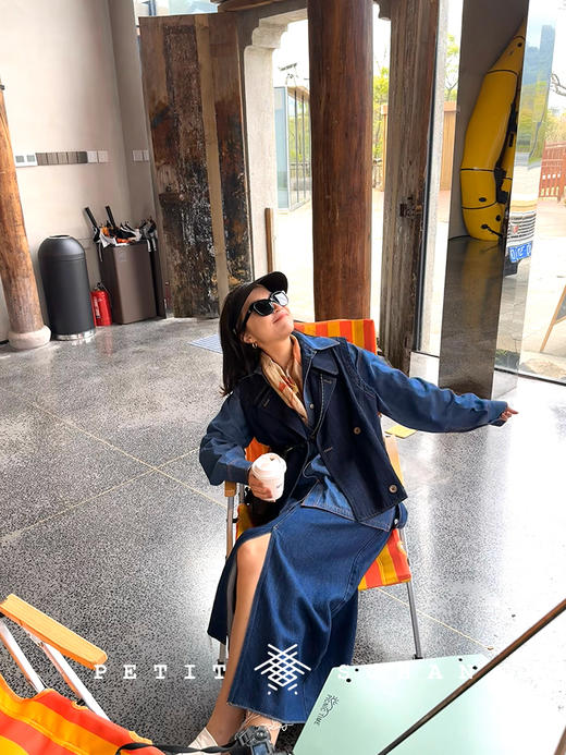 PETIT SCHAN小闪 CLO#231 Blue secret realm 幽蓝秘境 土耳其进口牛仔微a字半身裙 商品图3