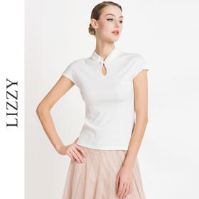 LIZZY 优雅时尚新中式国风盘扣立领百搭通勤上衣T恤8001