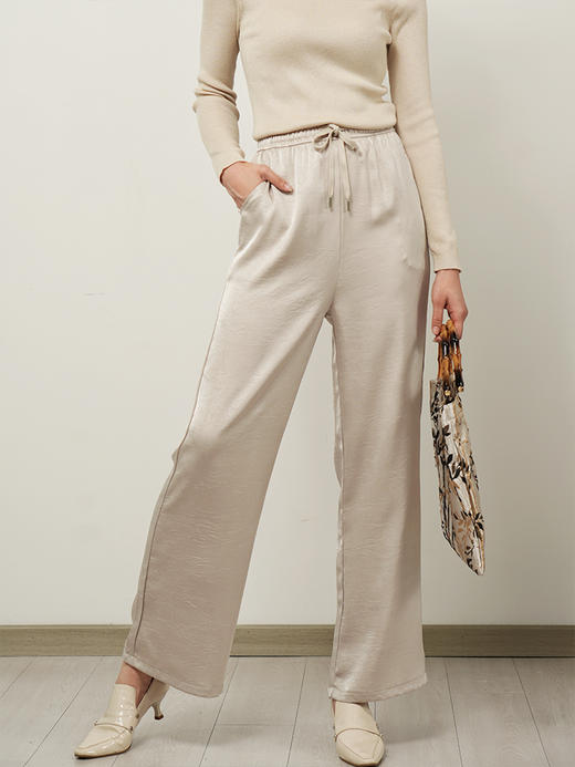 AVANN新国风缎面提花阔腿裤9083 商品图0