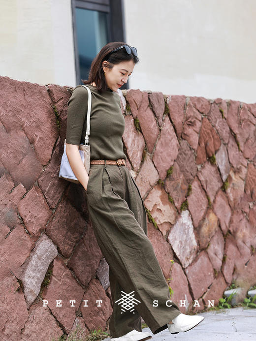 PETIT SCHAN小闪 CLO#335 just perfect 恰到好处 纯羊毛日本岛精无缝针织圆领短袖上衣修身打底衫 商品图4