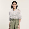 谜底大廓形衬衫分袖女2024夏季新品复古条纹慵懒风衬衣242MC0649 商品缩略图0