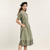 谜底连衣裙短袖2024年夏季新品通勤风收腰泡泡袖中长裙242ML0590 商品缩略图1