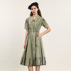 谜底连衣裙短袖2024年夏季新品通勤风收腰泡泡袖中长裙242ML0590 商品缩略图0