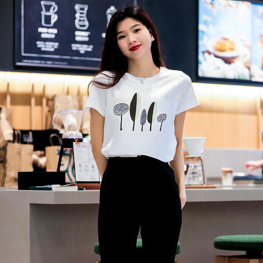 Avann印花缎面拼接丝光棉短袖 商品图6