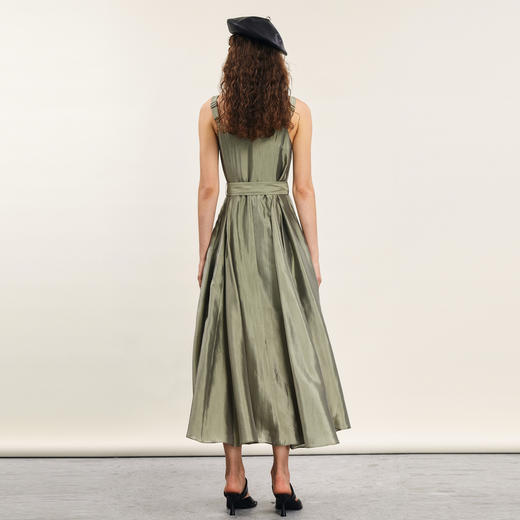 谜底吊带连衣裙2024年夏款复古优雅亲肤大摆长裙配腰带242ML0574 商品图2