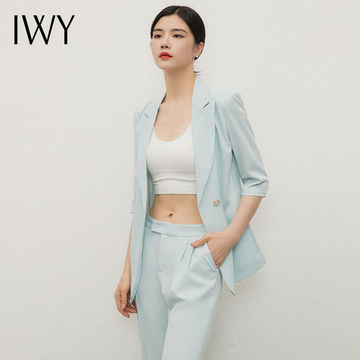 IWY/浅水绿西装套装女时尚休闲总裁职业正装气质美容院上班工作服C13512+P33512 商品图3