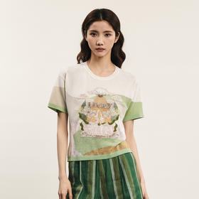 谜底套头针织衫短袖女2024夏季新品复古学院风绣花上衣242MZ0869