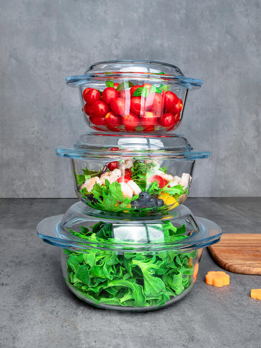 菲内克斯钢化玻璃多功能高安全碗蒸蛋耐高温泡面带盖碗微波炉碟碗 商品图3