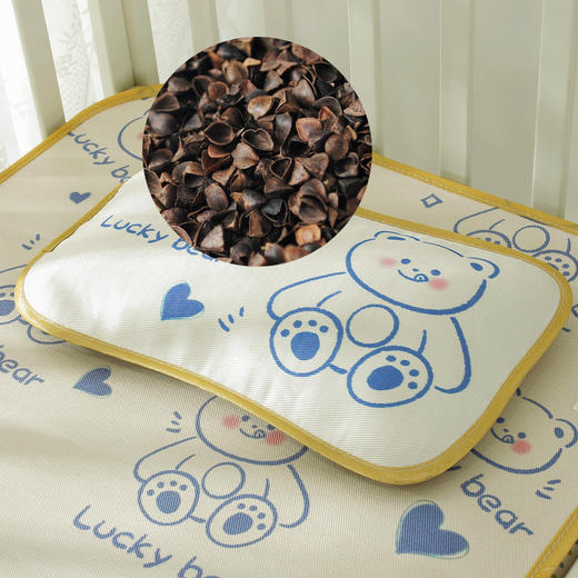 【抗jun除螨，舒凉酣睡！】儿童夏季冰丝枕头1-2-3岁婴儿夏天透气凉枕，冰丝荞麦夏凉宝宝凉爽入睡的黄金组合养麦枕芯+清凉冰丝-lm！ 商品图2