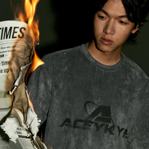 YKYB黄子韬轻薄麂皮绒T恤潮牌美式复古2025夏新款高级感宽松短袖 商品图2