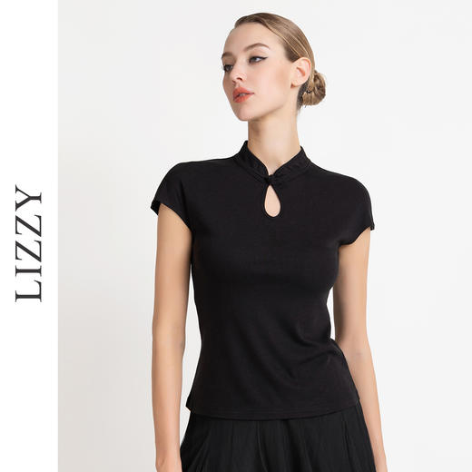 LIZZY 优雅时尚新中式国风盘扣立领百搭通勤上衣T恤8001 商品图2