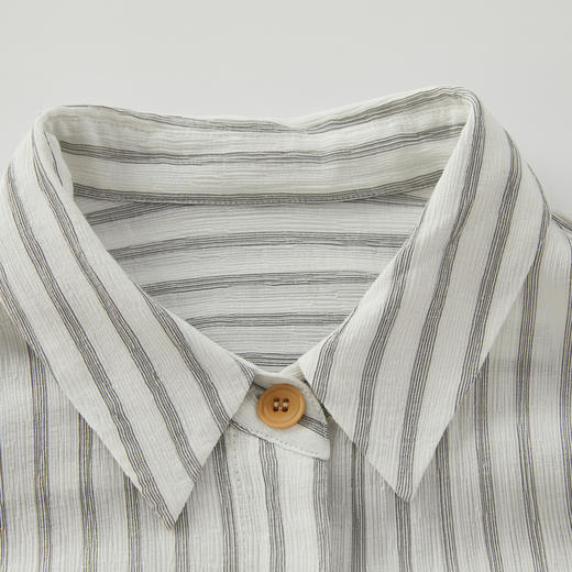 谜底长款连衣裙短袖2024年夏季新品复古条纹拼接工装裙242ML0599 商品图3