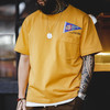 马登工装美式复古印第安刺绣短袖T恤撞色字母重磅黄色圆领Tee男夏 商品缩略图0