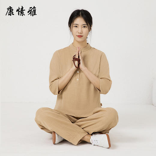 康愫雅新品中国风仙气禅修服棉麻禅意茶服居士服女套装秋冬打坐服 商品图3