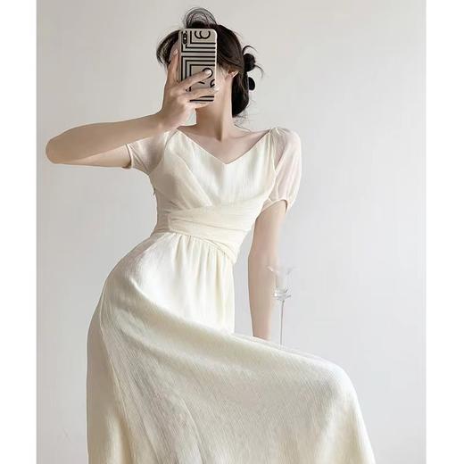 HT-710茶歇法式连衣裙小众设计领复古夏季高级感气质温柔风初恋裙 商品图2