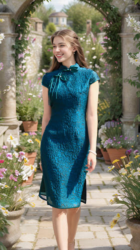 造型盘扣修身优雅旗袍