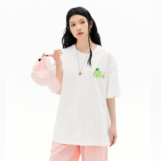 【徐艺洋同款】YKYB黄子韬毛线小花T恤多巴胺2025夏新款情侣宽松百搭纯棉短袖潮 商品图3