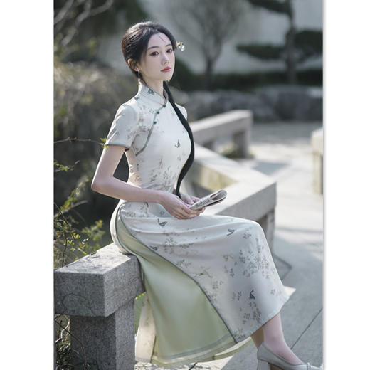 民族风长款改良奥黛旗袍裙2024春夏新款年轻少女款锦棉JX373267 商品图0